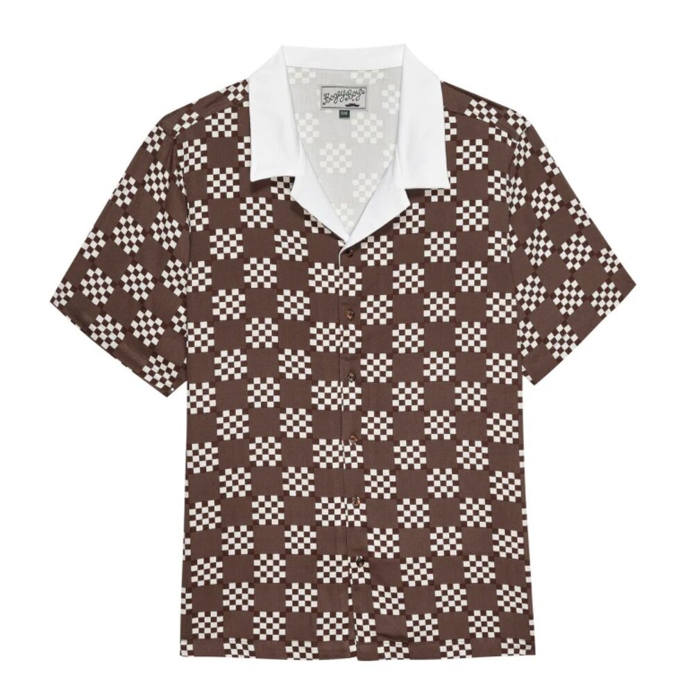 ⛳ Bogey Boys "Big Check Button Up Brown" Golf Shirt. Brown. New With Tags!